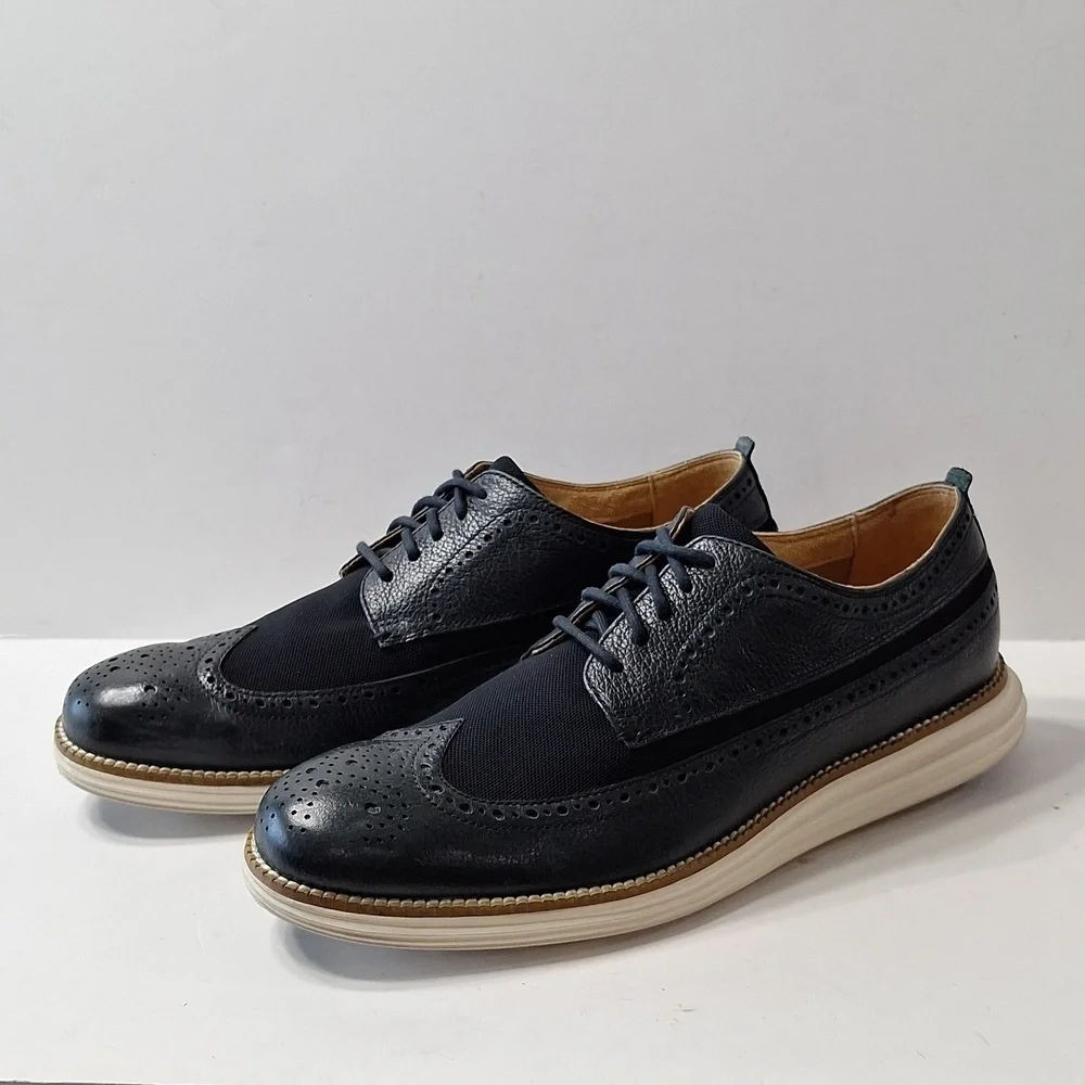 Cole Haan Men's Preppy Whiskey Navy Leather Tucker Oxford II Shoes Size 8.5